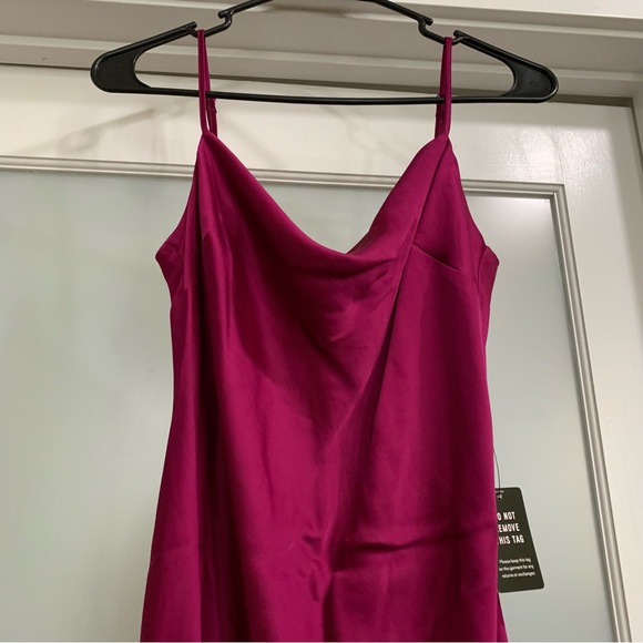 NWT! Express- Satin Cowl Neck Midi Dress-Magenta/Berry. Size Small. GORGEOUS! - Picture 3 of 16